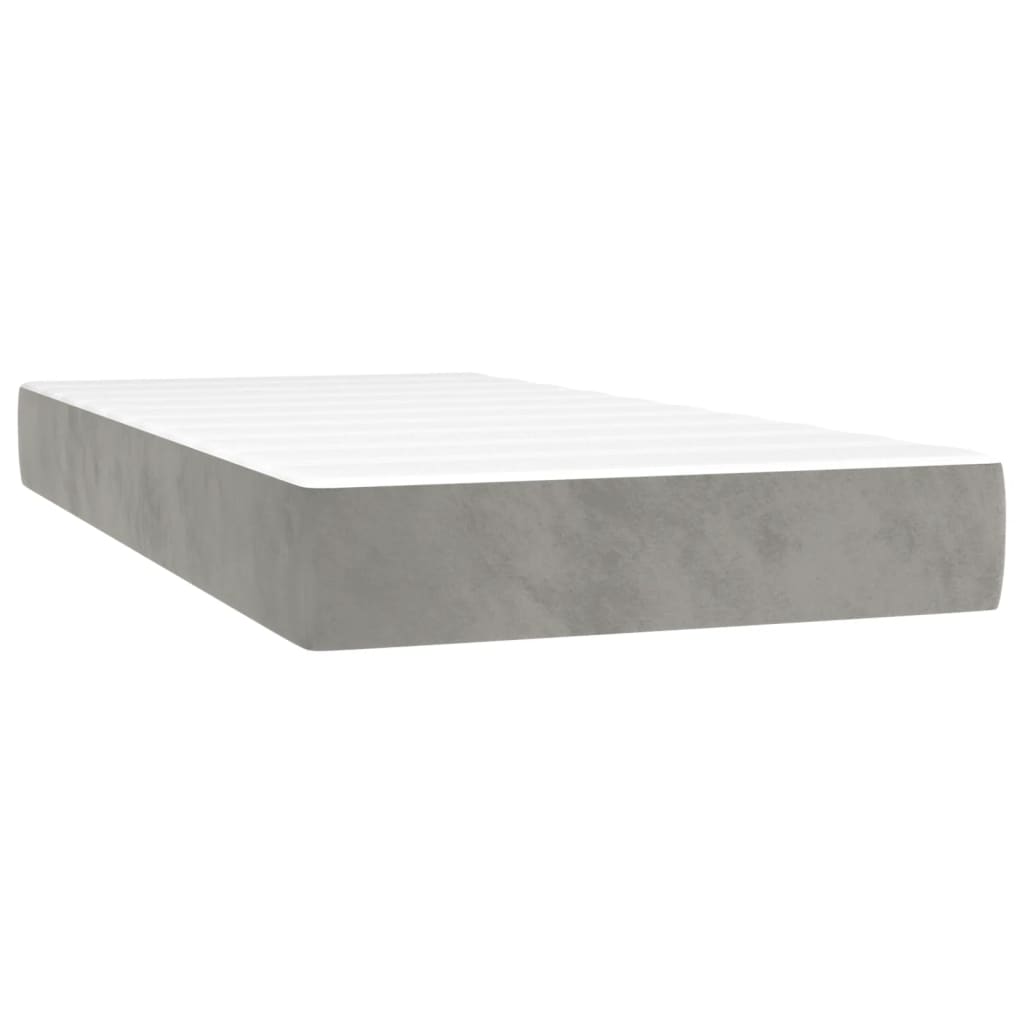 Pocketresårmadrass medium ljusgrå 90x190x20 cm sammet