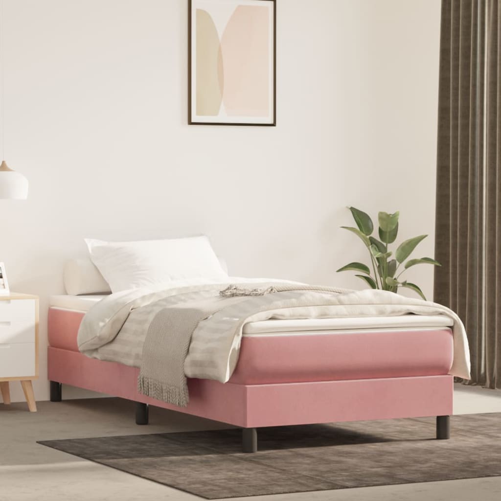 Pocketresårmadrass medium rosa 90x190x20 cm sammet