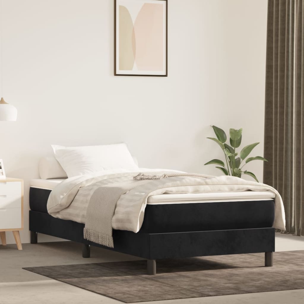 Pocketresårmadrass medium svart 90x200x20 cm sammet
