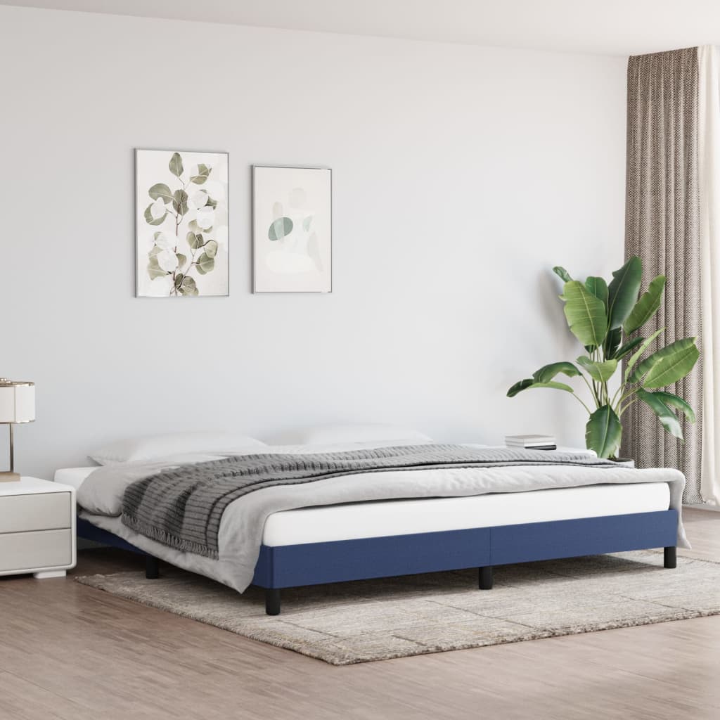 Sängram utan madrass blå 200x200 cm tyg