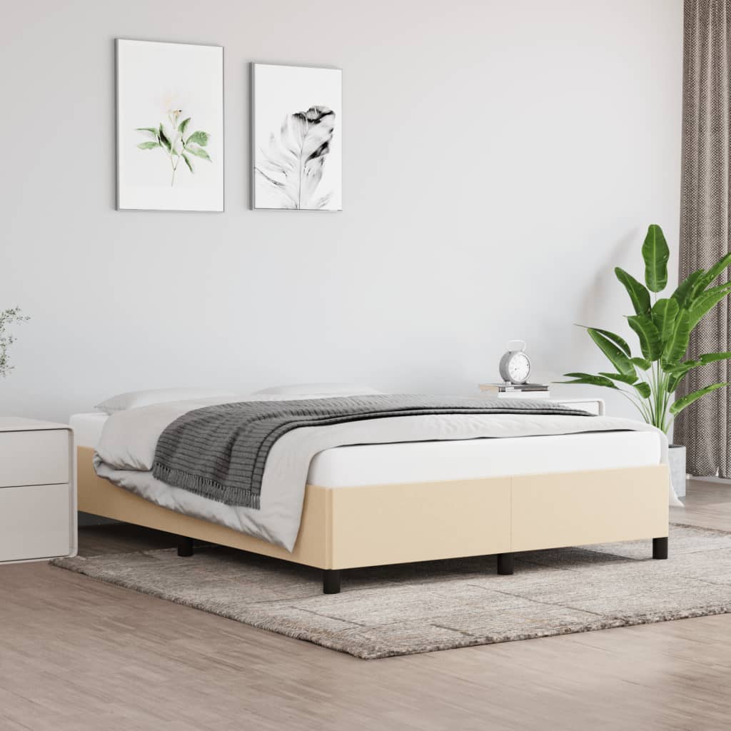 Sängram utan madrass gräddvit 140x190 cm tyg