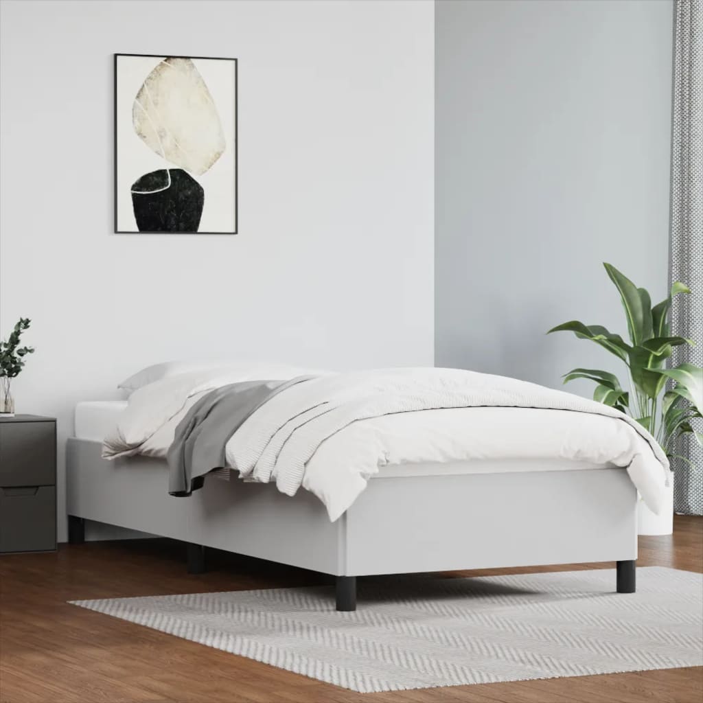Sängram utan madrass vit 90x190 cm konstläder