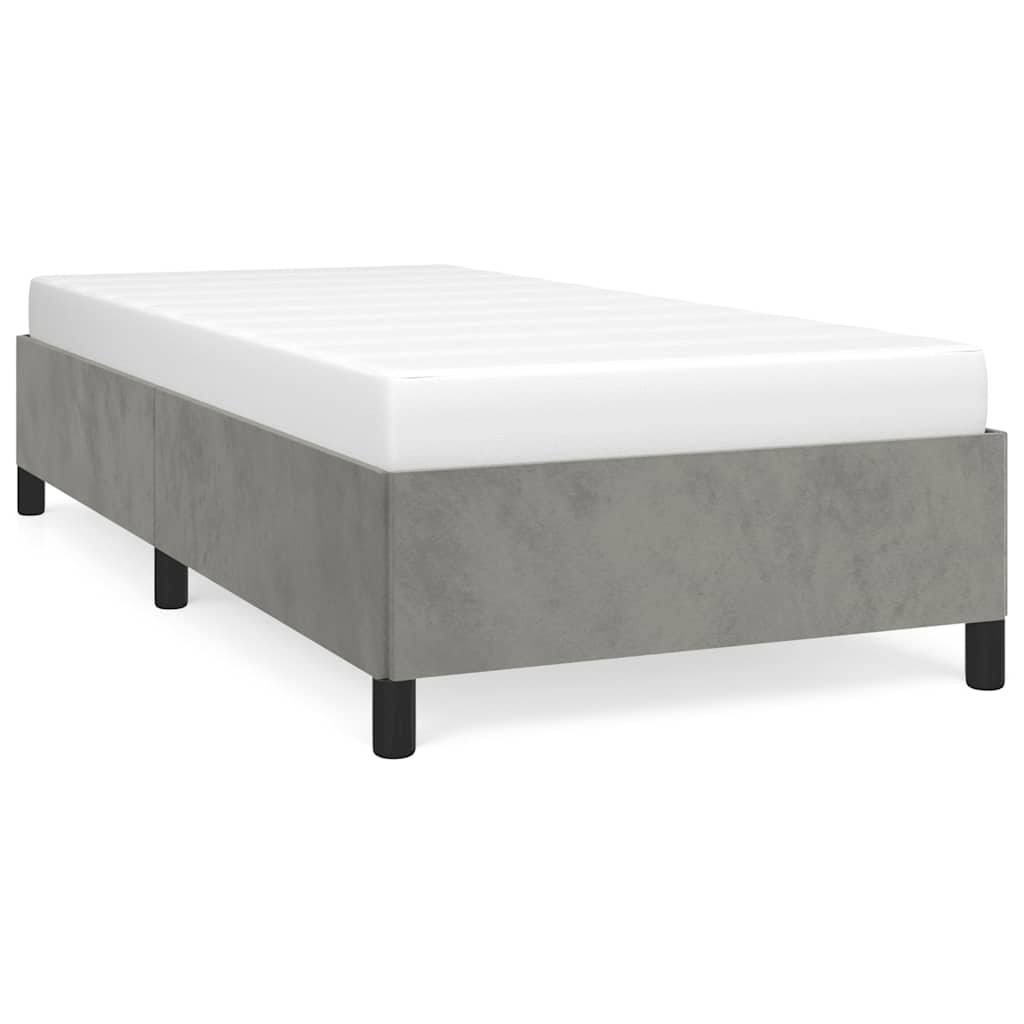 Sängram utan madrass ljusgrå 90x200 cm sammet