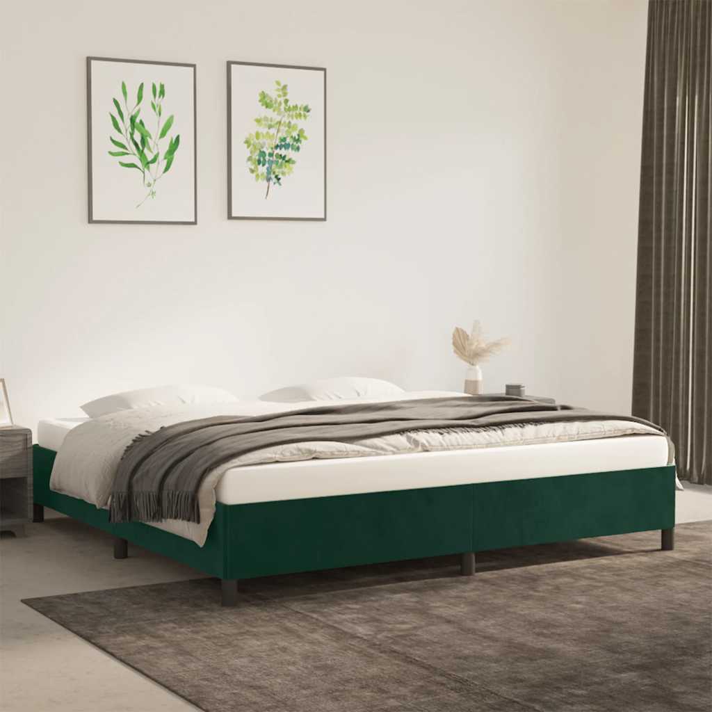 Sängram utan madrass mörkgrön 200x200 cm sammet