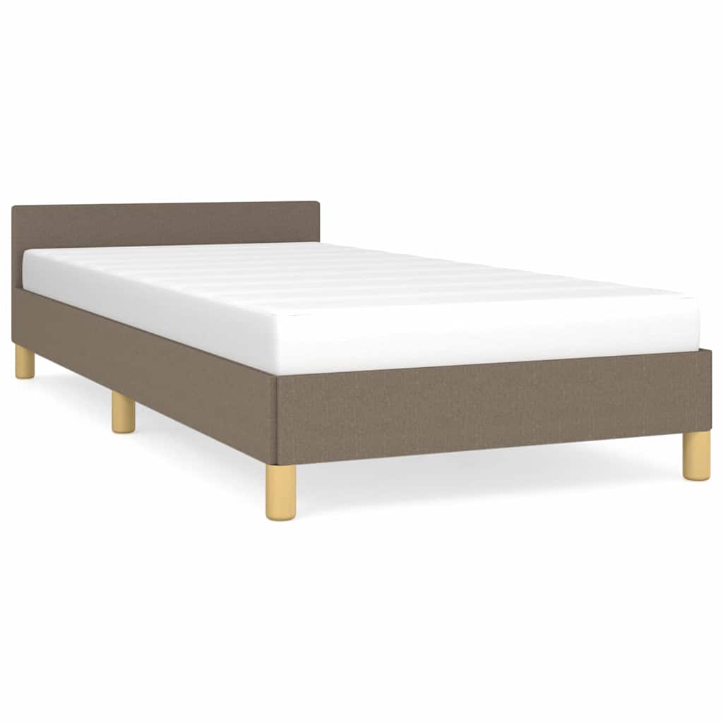 Sängram med huvudgavel utan madrass taupe 90x200 cm tyg