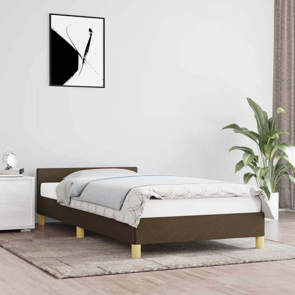 Sängram utan madrass mörkbrun 100x200 cm tyg
