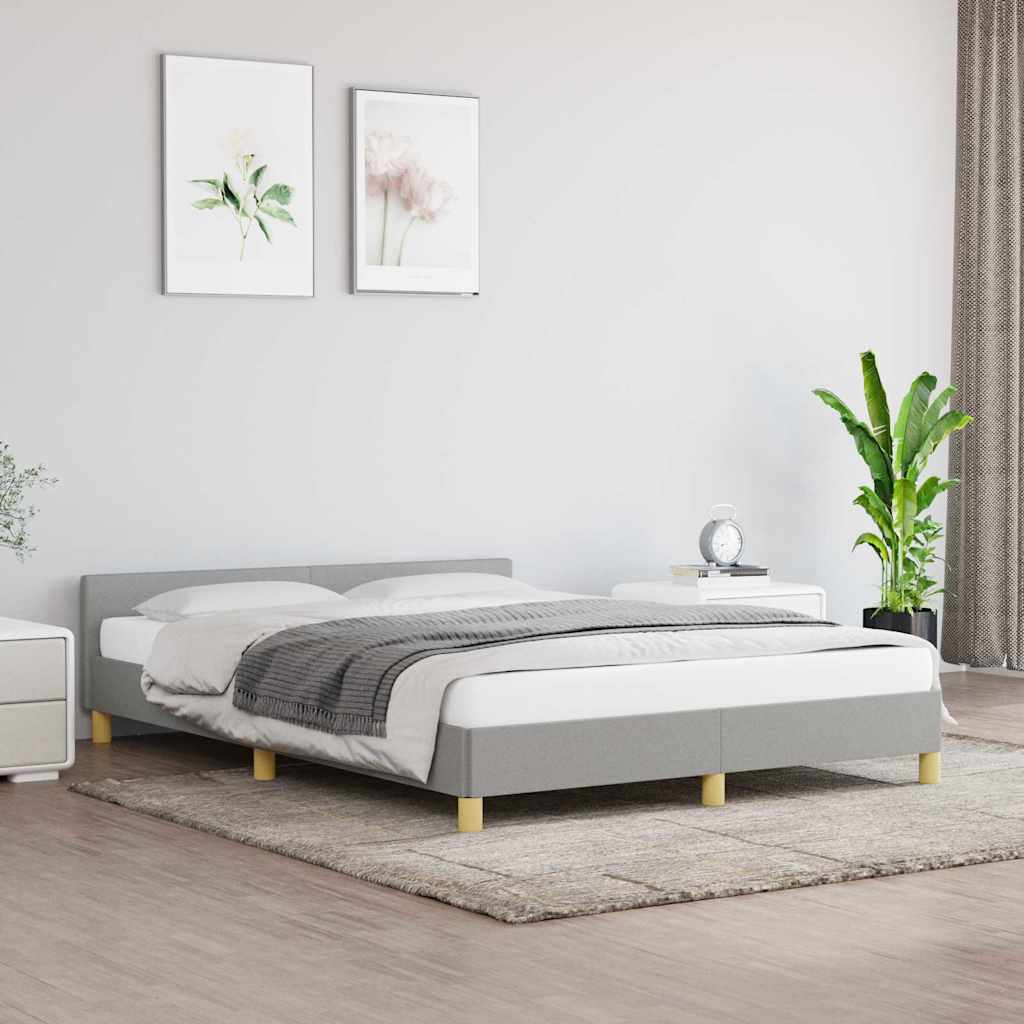 Sängram utan madrass ljusgrå 140x200 cm tyg