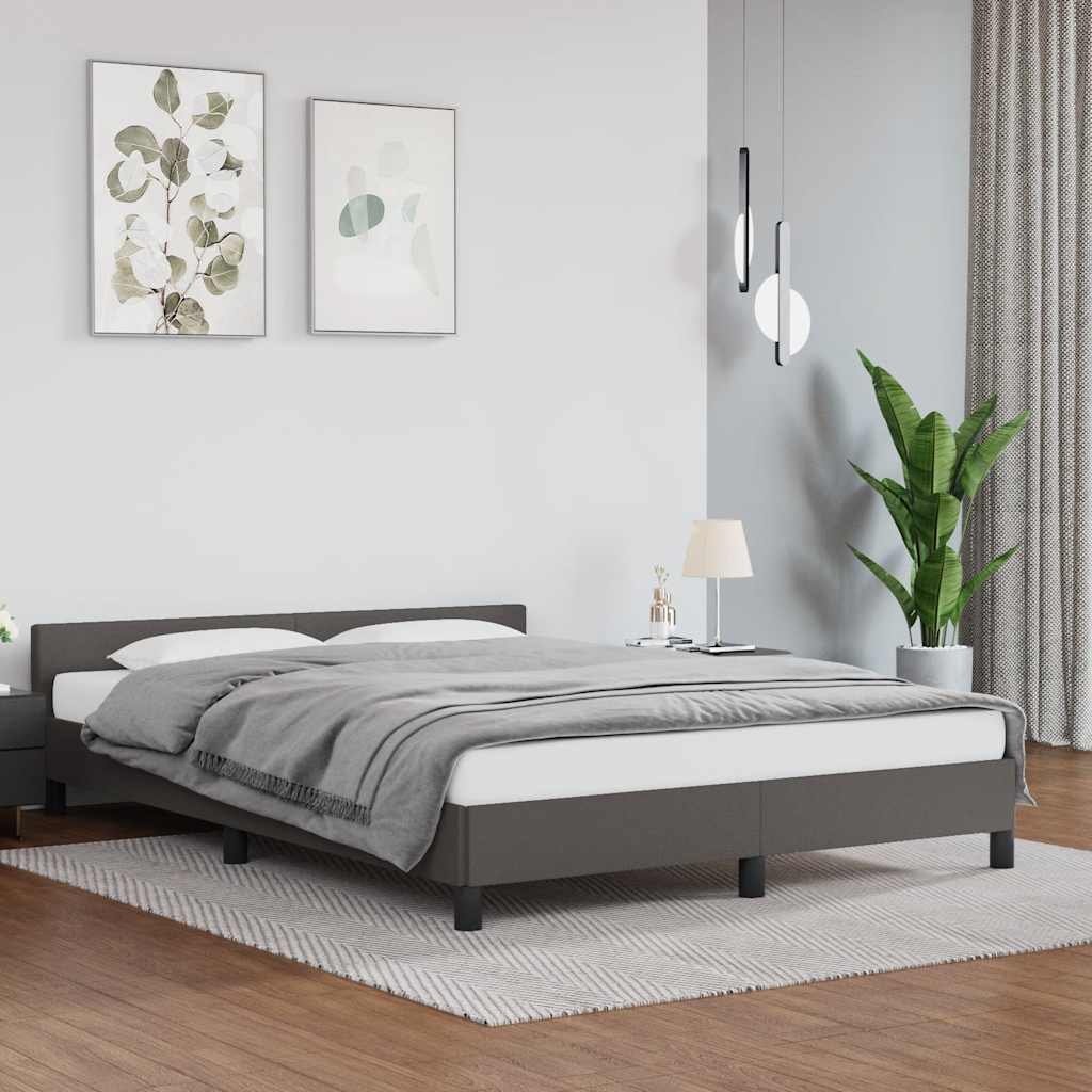 Sängram med huvudgavel utan madrass grå 140x190 cm