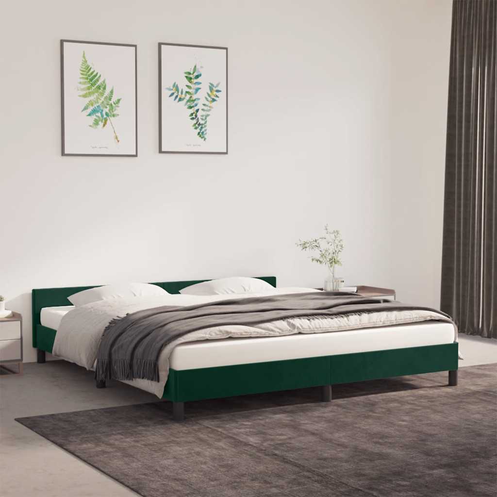 Sängram utan madrass mörkgrön 180x200 cm sammet