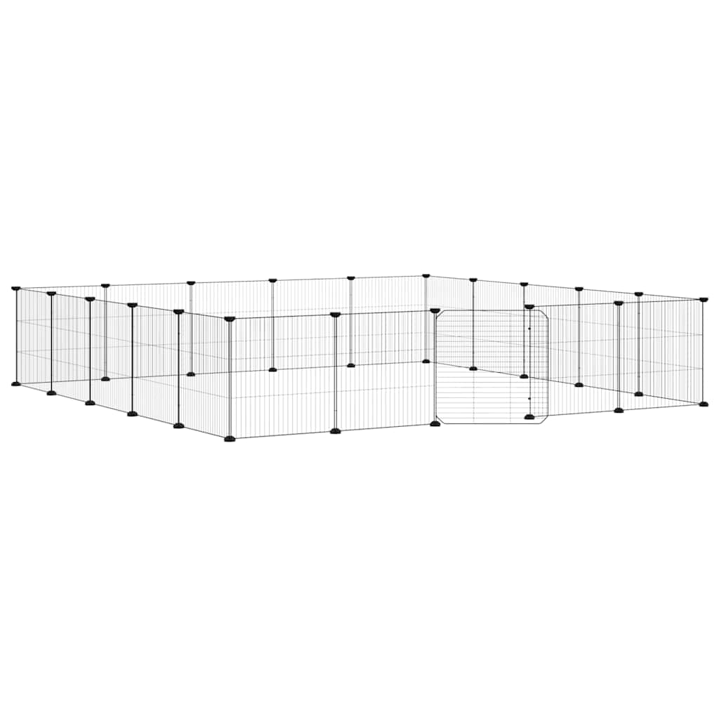 Hundgård svart 20 paneler 175x175x35 cm stål