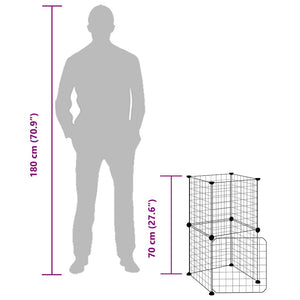 Husdjursbur svart 8 paneler 35x35 cm stål