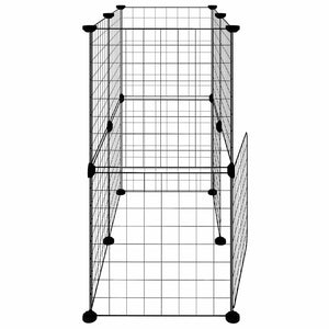 Husdjursbur svart 12 paneler 35x35 cm stål