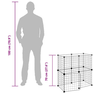 Husdjursbur svart 12 paneler 35x35 cm stål