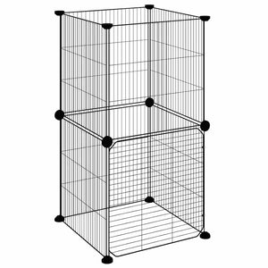 Husdjursbur svart 8 paneler 35x35 cm stål