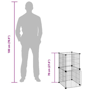 Husdjursbur svart 8 paneler 35x35 cm stål