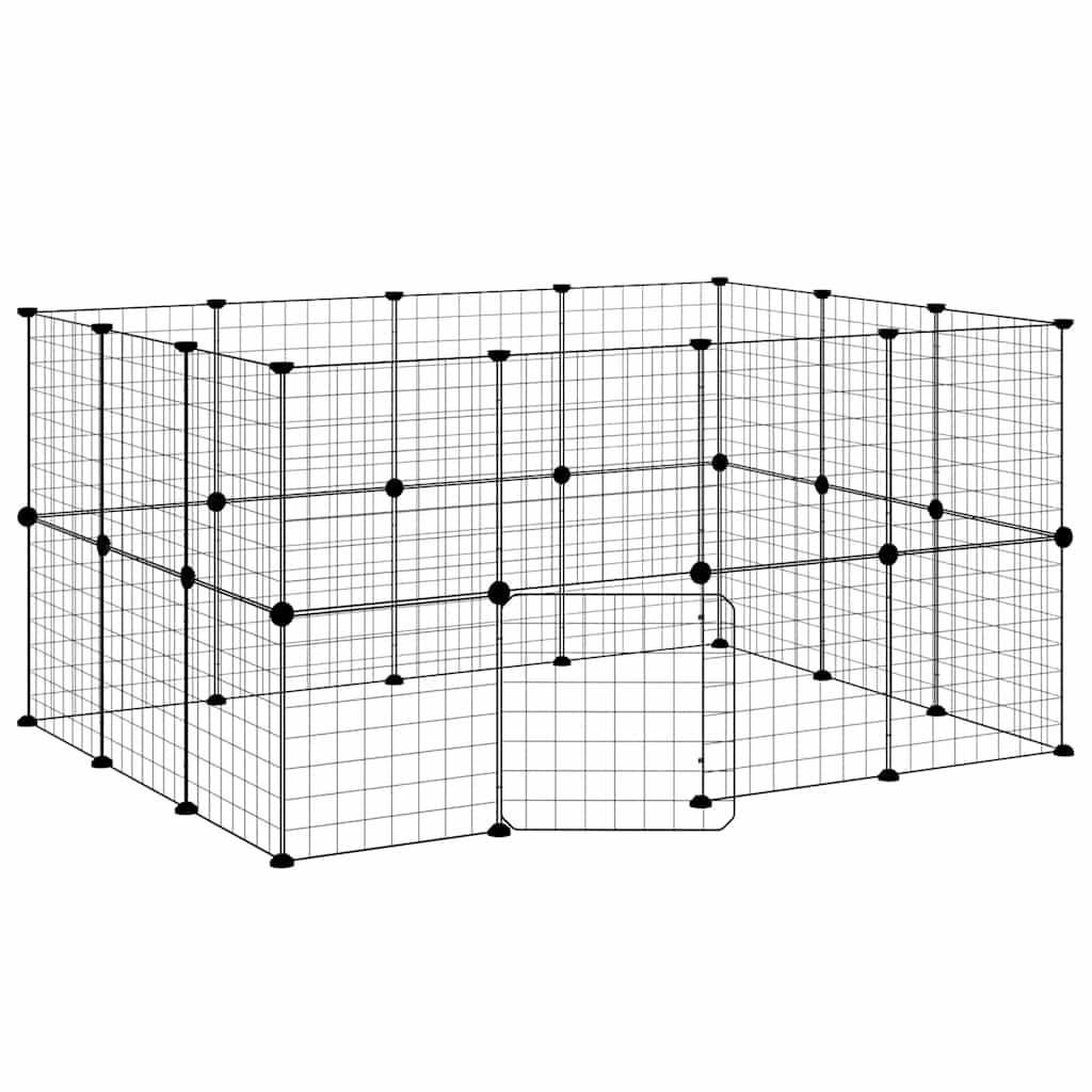 Hundgård svart 28 paneler 140x105x70 cm stål