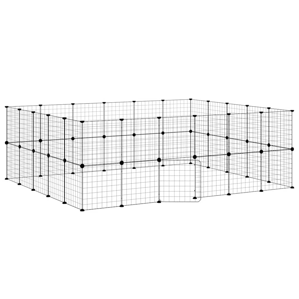 Hundgård svart 44 paneler 210x175x70 cm stål