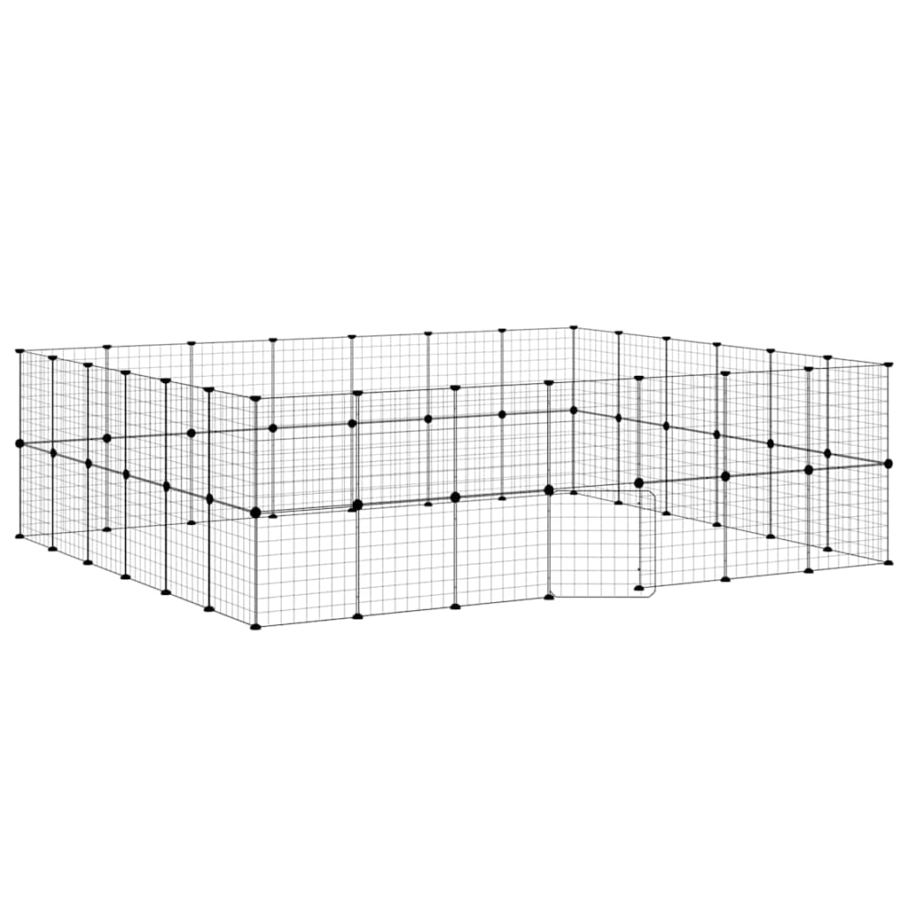 Husdjursbur svart 52 paneler 245x210x70 cm stål