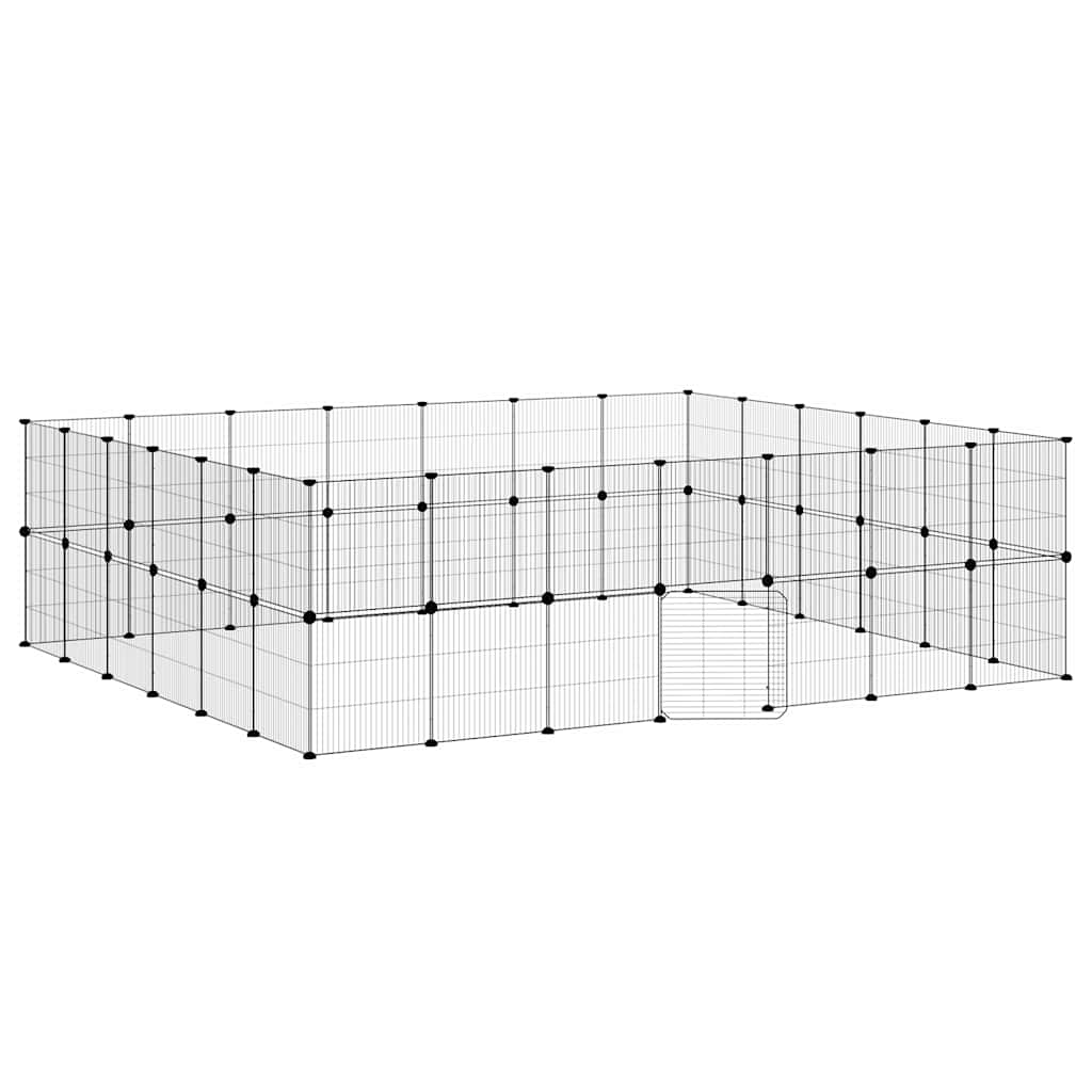 Husdjursbur svart 52 paneler 35x35 cm stål