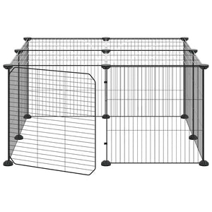 Husdjursbur svart 12 paneler 35x35 cm stål