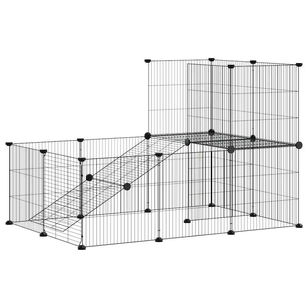 Hundgård svart 20 paneler 105x70x70 cm stål