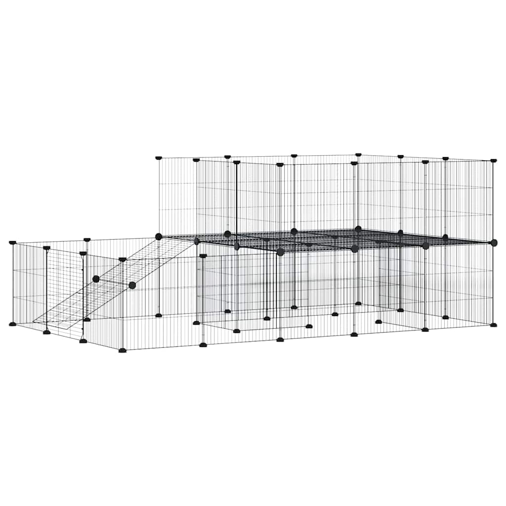 Hundgård svart 44 paneler 175x105x70 cm stål