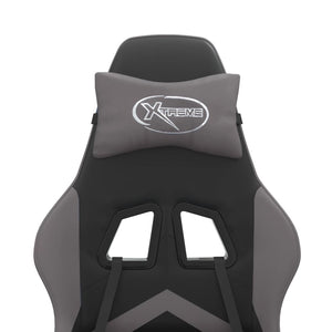 Gamingstol och fotstöd svart och grå konstläder