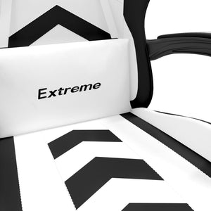 Snurrbar gamingstol med fotstöd vit och svart konstläder