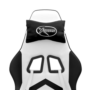 Snurrbar gamingstol med fotstöd vit och svart konstläder