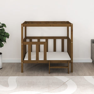 Hundbädd honungsbrun 105,5 x 83,5 x 100 cm massiv furu