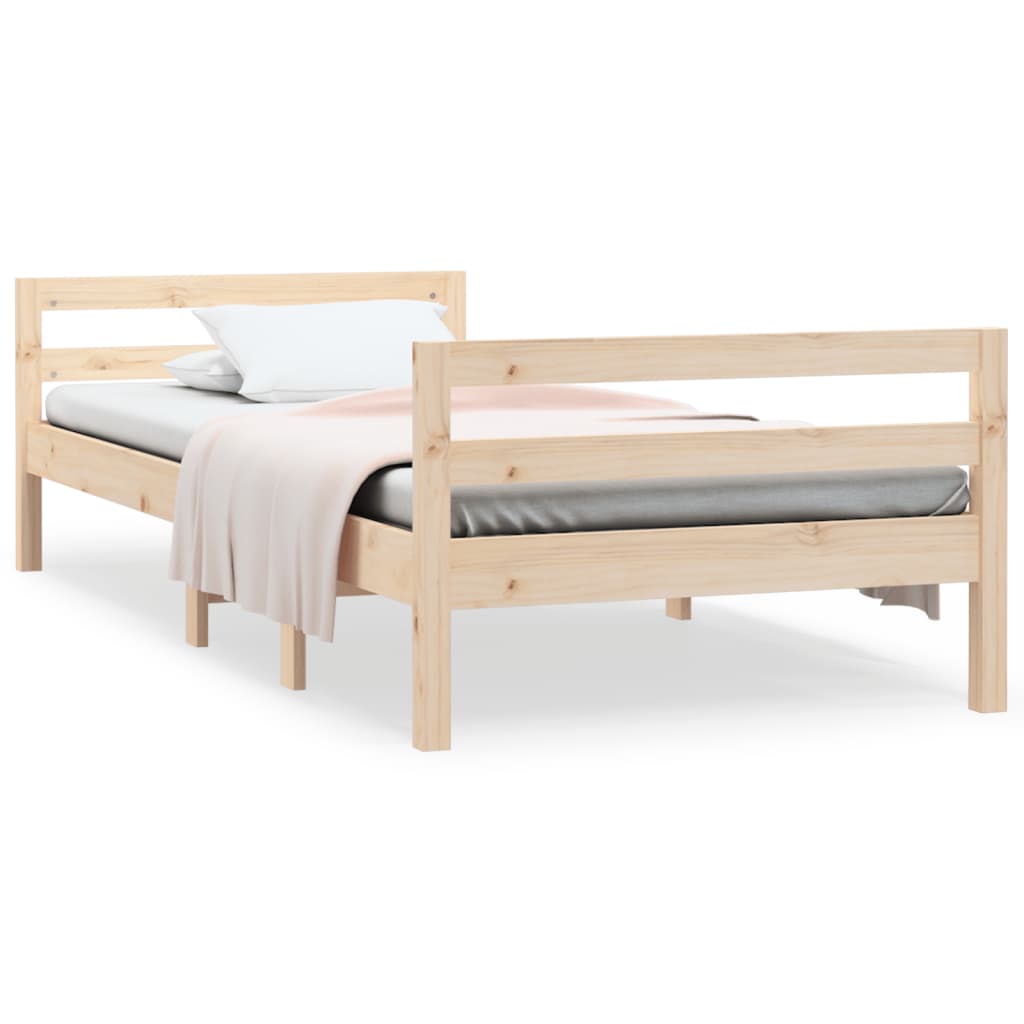 Sängram utan madrass 90x190 cm massiv furu