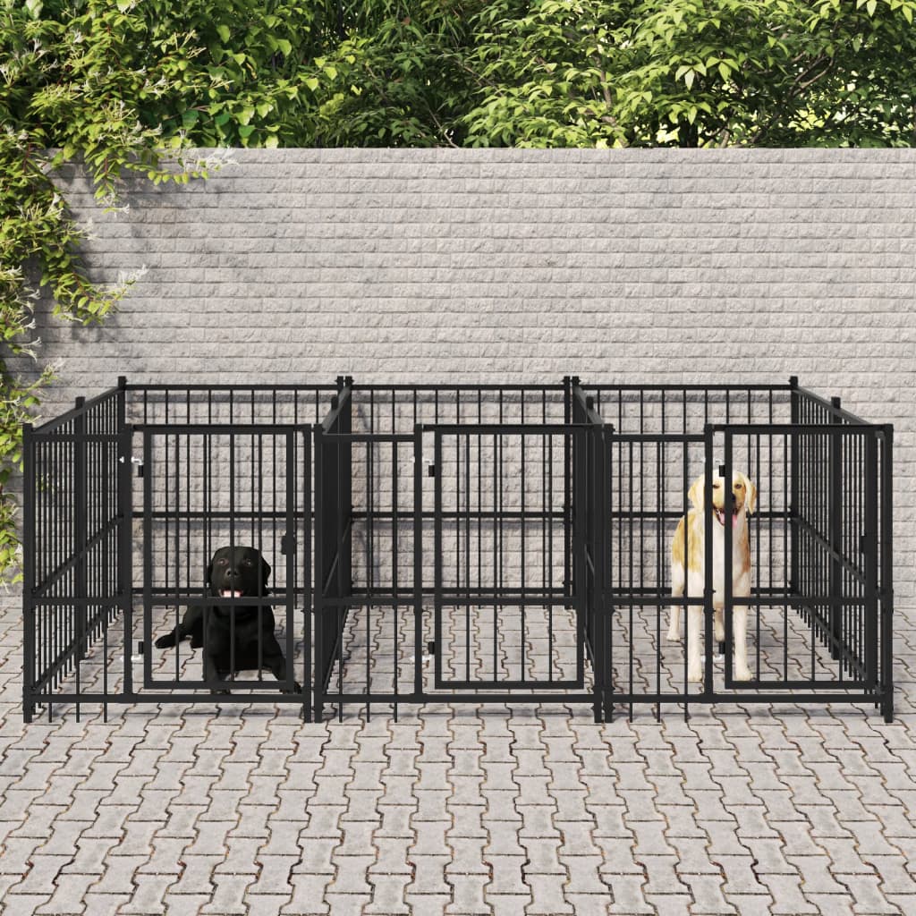 Hundgård för utomhusbruk stål 5,63 m²