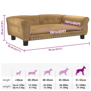 Hundbädd brun 95x55x30 cm sammet