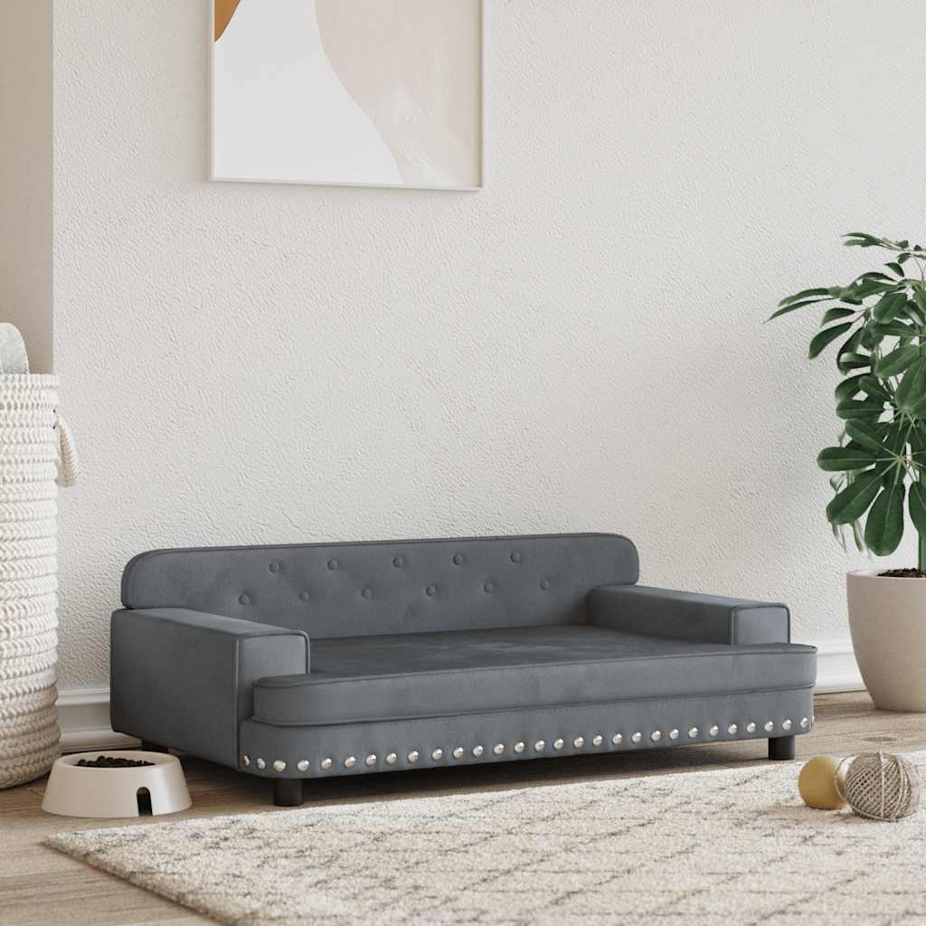 Hundbädd mörkgrå 90x53x30 cm sammet