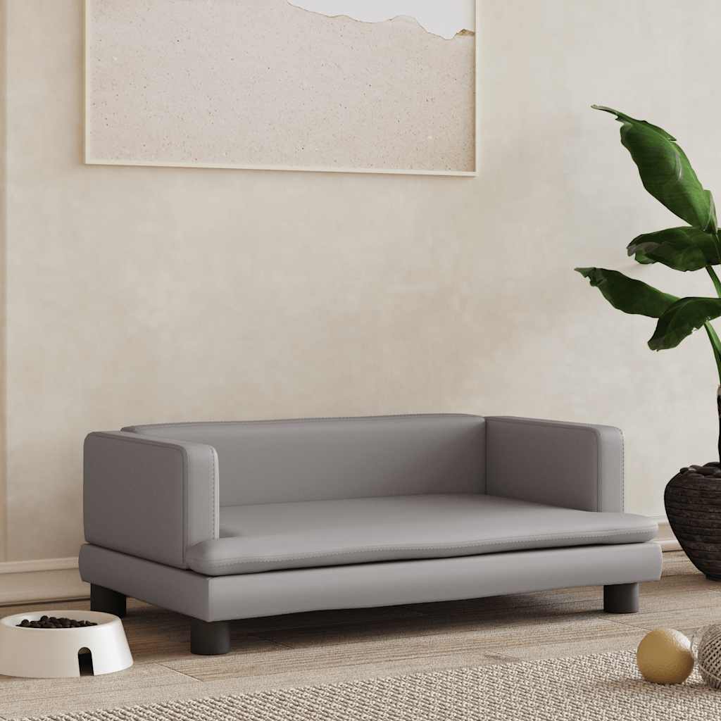 Hundbädd grå 80x45x30 cm konstläder