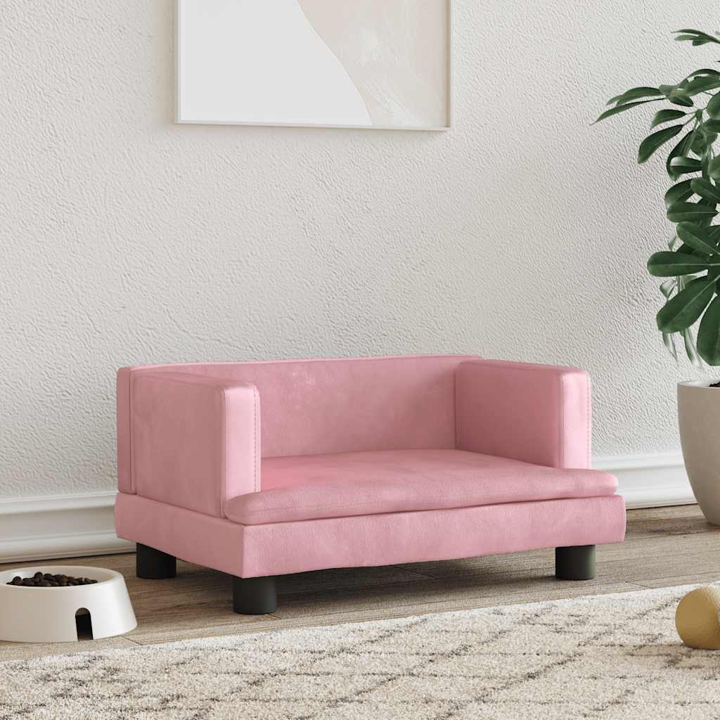 Hundbädd rosa 60x40x30 cm sammet
