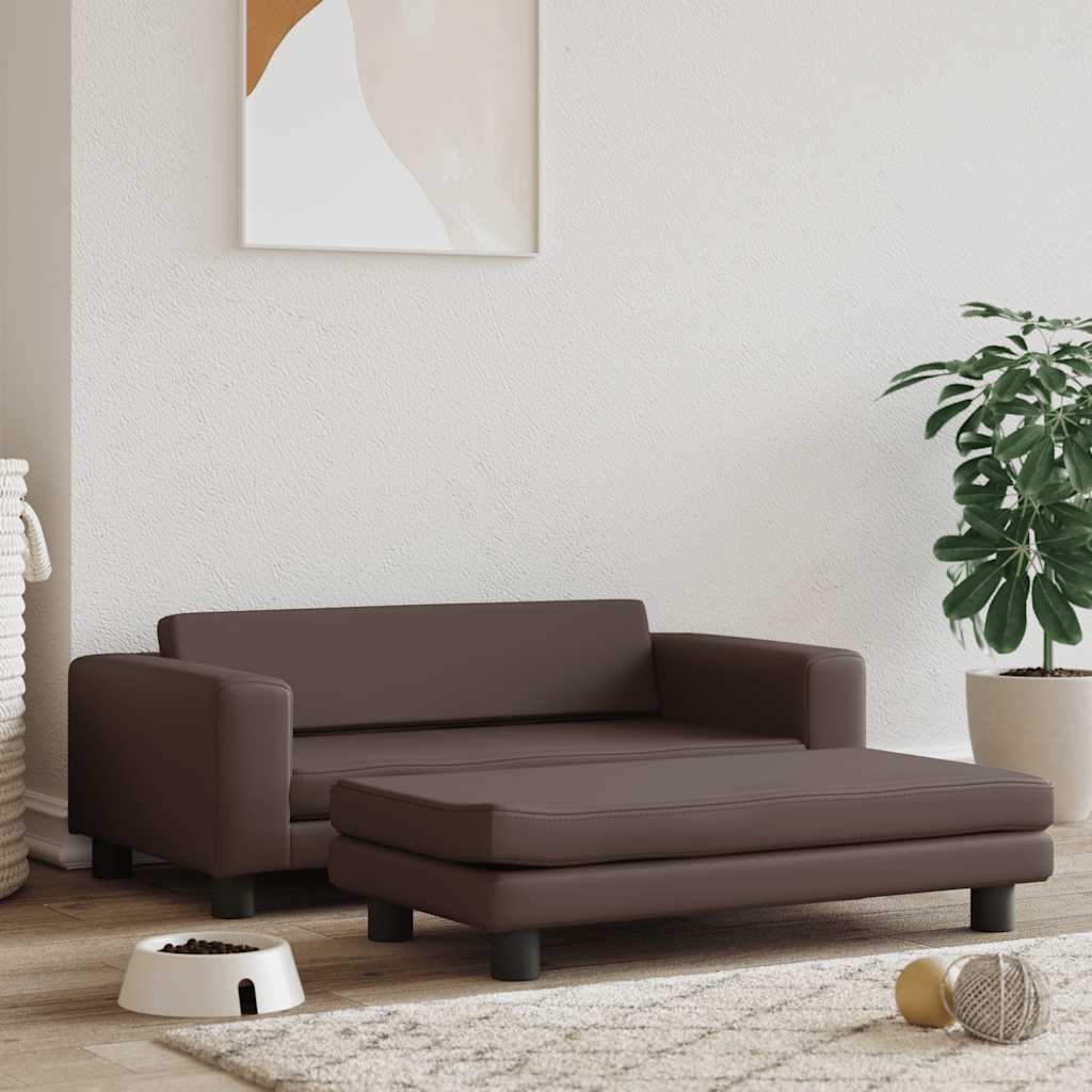 Hundbädd med förlängning brun 100x50x30 cm konstläder