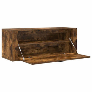 Väggmonterat skoställ rökfärgad ek 100x35x38 cm konstruerat trä