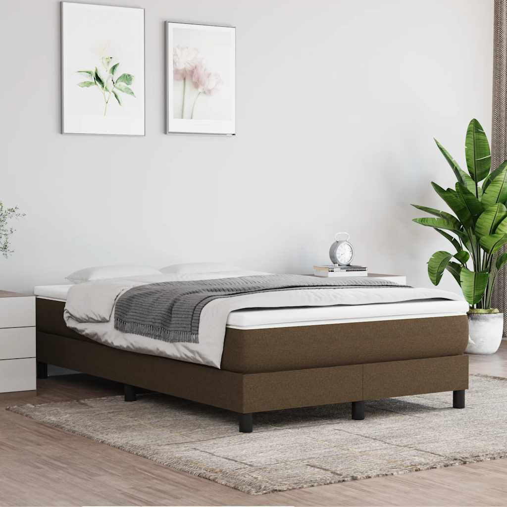 Boxspring-sängram mörkbrun 120x200 cm tyg