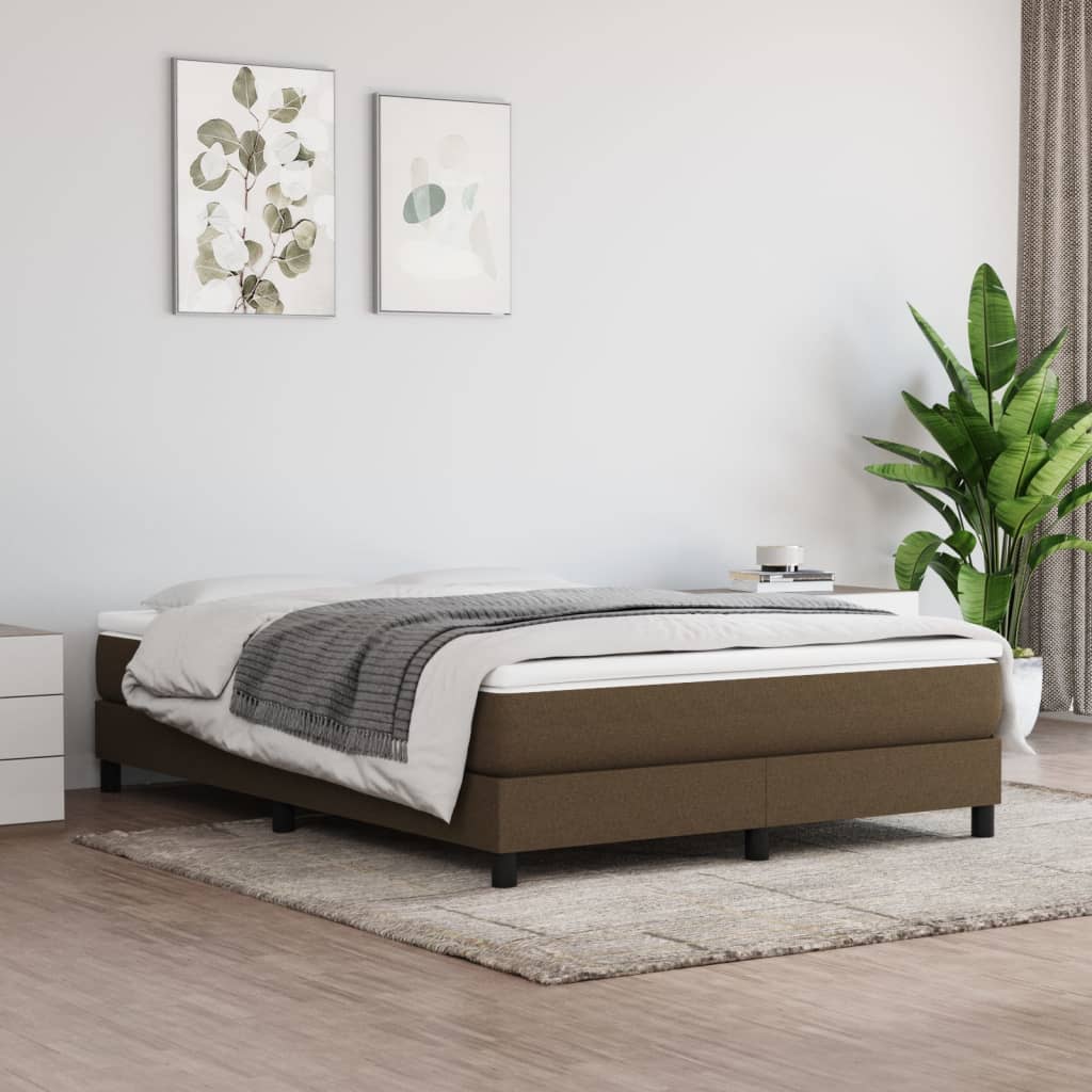 Boxspring-sängram mörkbrun 140x190 cm tyg