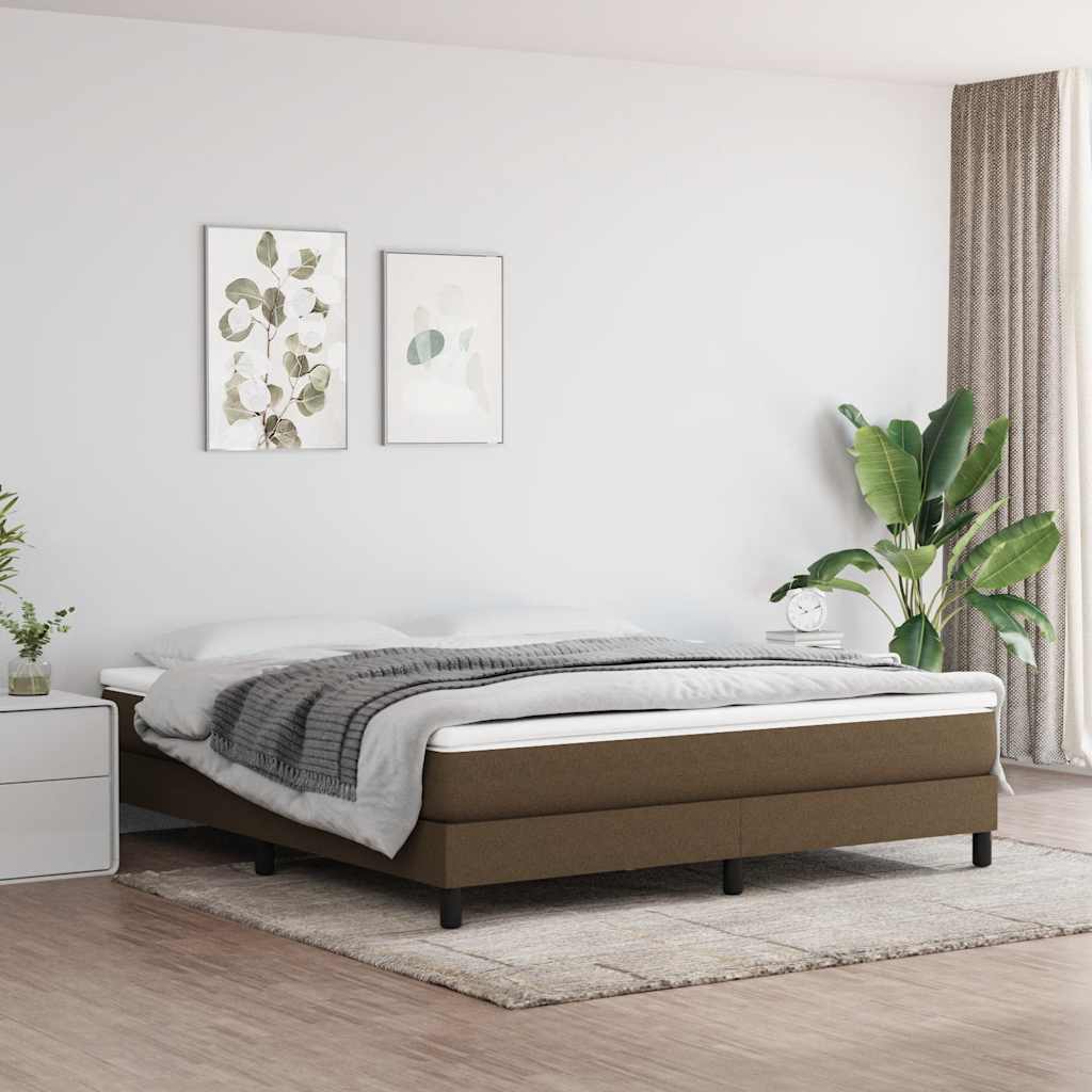 Boxspring-sängram mörkbrun 180x200 cm tyg