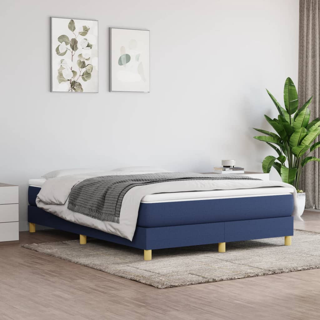 Boxspring-sängram blå 140x200 cm tyg