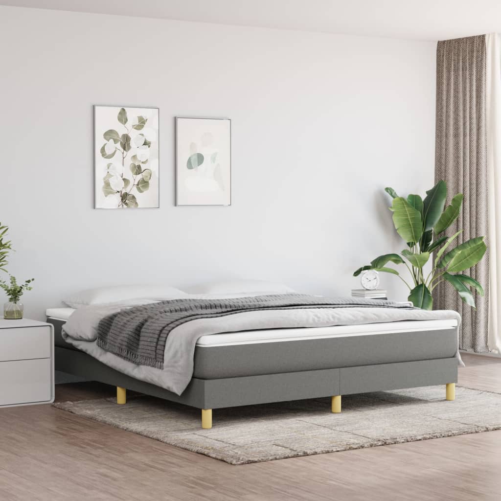 Boxspring-sängram mörkgrå 180x200 cm tyg
