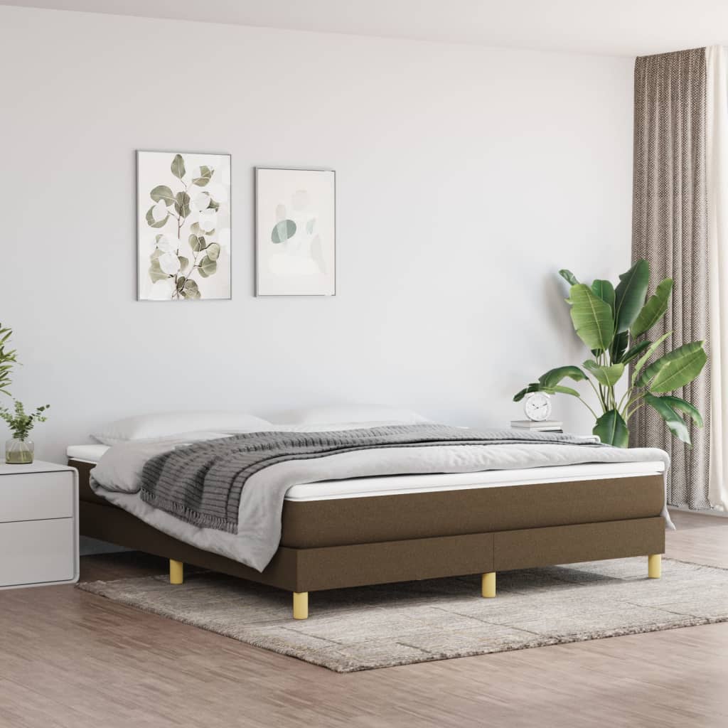 Boxspring-sängram mörkbrun 180x200 cm tyg