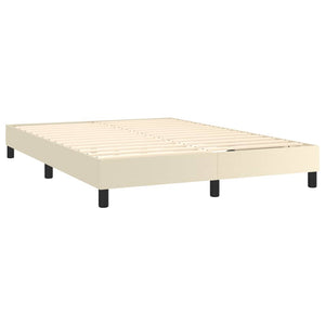 Boxspring-sängram gräddvit 140x190 cm konstläder
