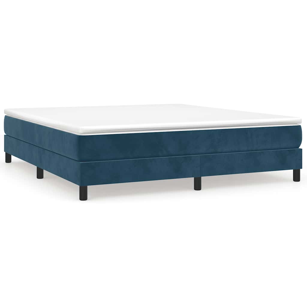 Boxspring-sängram mörkblå 160x200 cm sammet