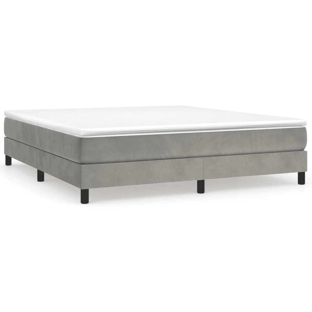 Boxspring-sängram ljusgrå 180x200 cm sammet