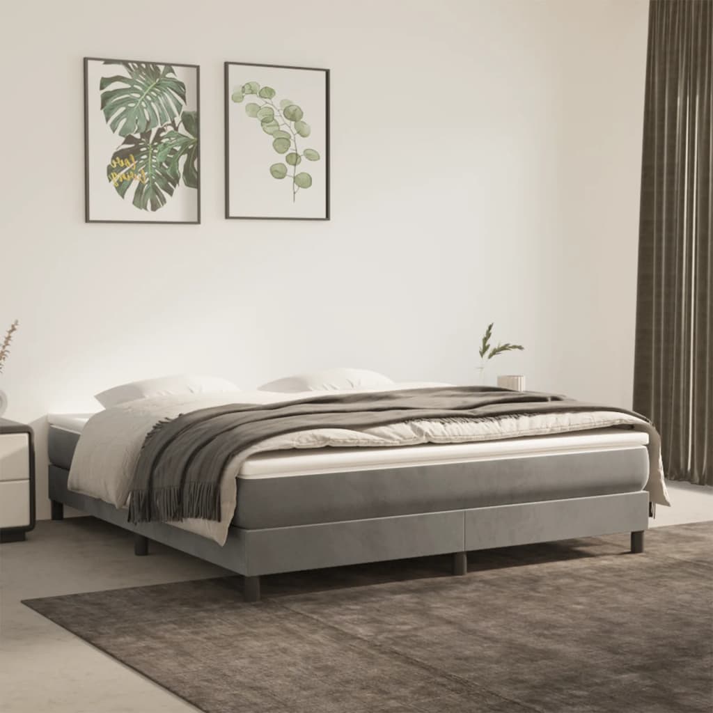Boxspring-sängram ljusgrå 180x200 cm sammet