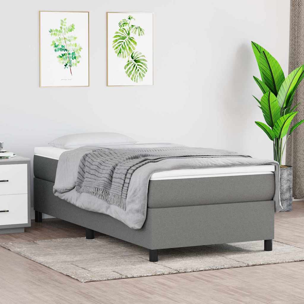 Boxspring-sängram mörkgrå 90x200 cm tyg