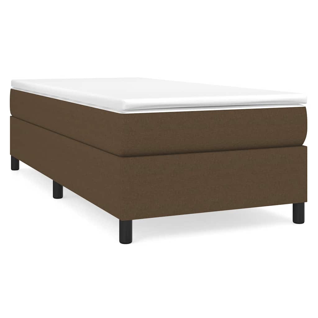 Boxspring-sängram mörkbrun 100x200 cm tyg